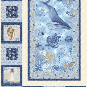 Pristine Seas Quilt pattern, lap quilt, panel quilt