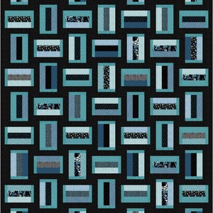 Railway Ties & Blue Skies Quilt pattern, single quilt, twin quilt, pieced quilt, jelly roll quilt