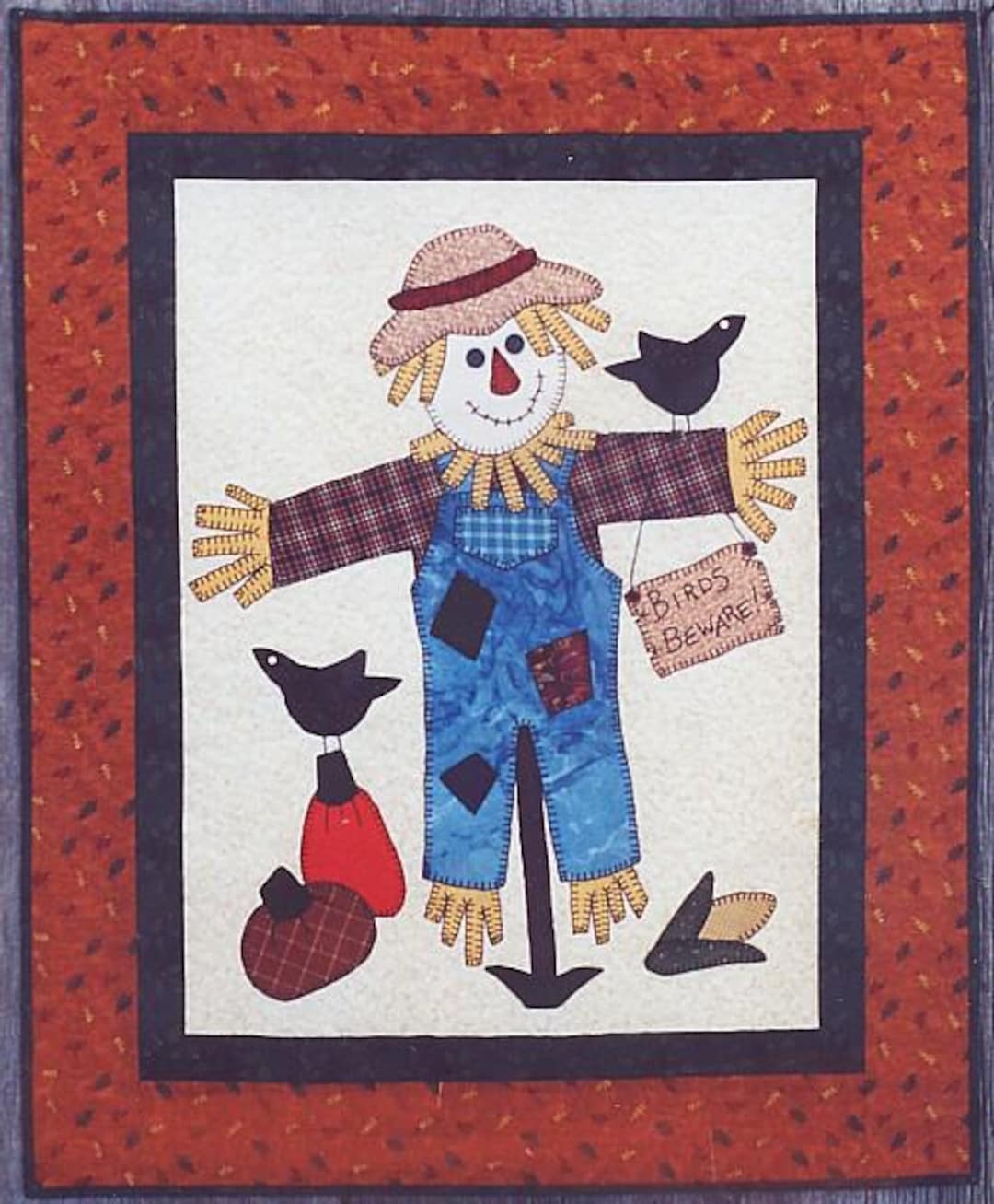 Scarecrow & Crows Quilt Pattern | Birds Beware Appliqué Wall Hanging ...