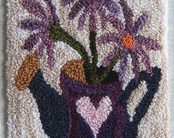 Spring Punch Needle Pattern PDF: Shamrock, Umbrella, Watering Can - Folk Art Embroidery Designs