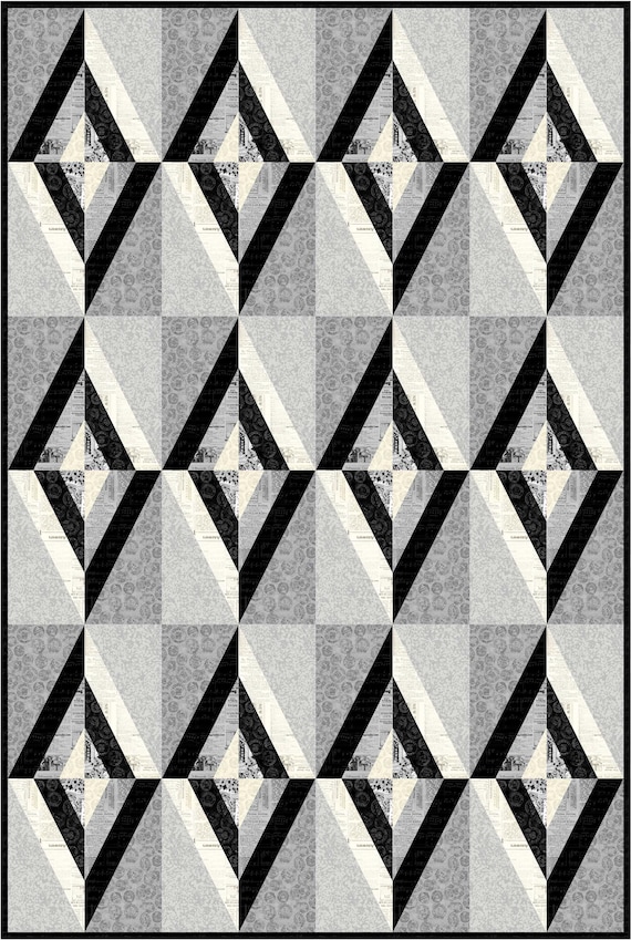 Optical Dispersion Quilt Pattern: Paper Pieced Lap Quilt (63x85 inches)
