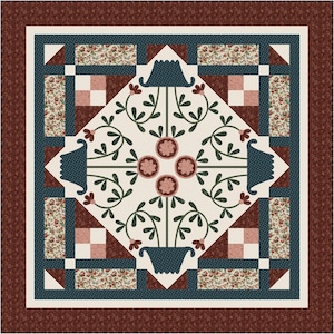 Timeless Applique Bed Quilt 81" x 81" pattern PDF