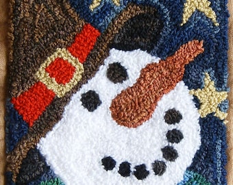 Winter Punch Needle Pattern PDF: Snowman, Candle, Hearts - Folk Art Embroidery