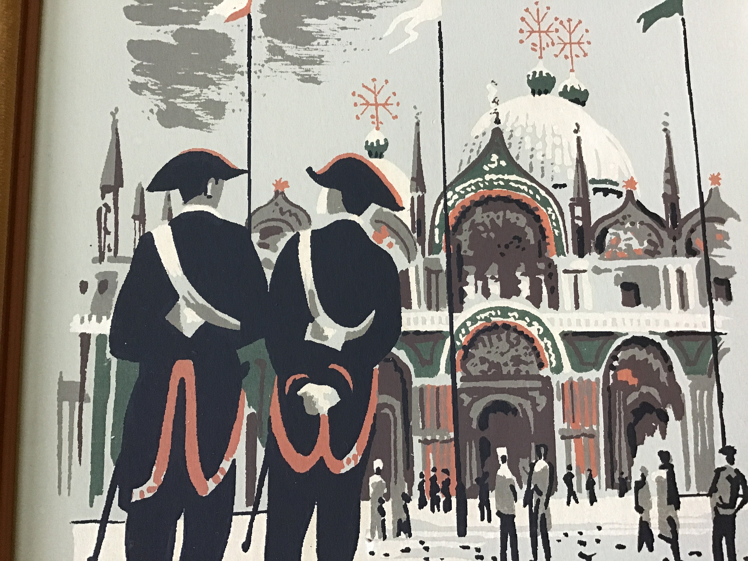 Vintage Mark Coomer Serigraph Piazza San Marco in Original Frame