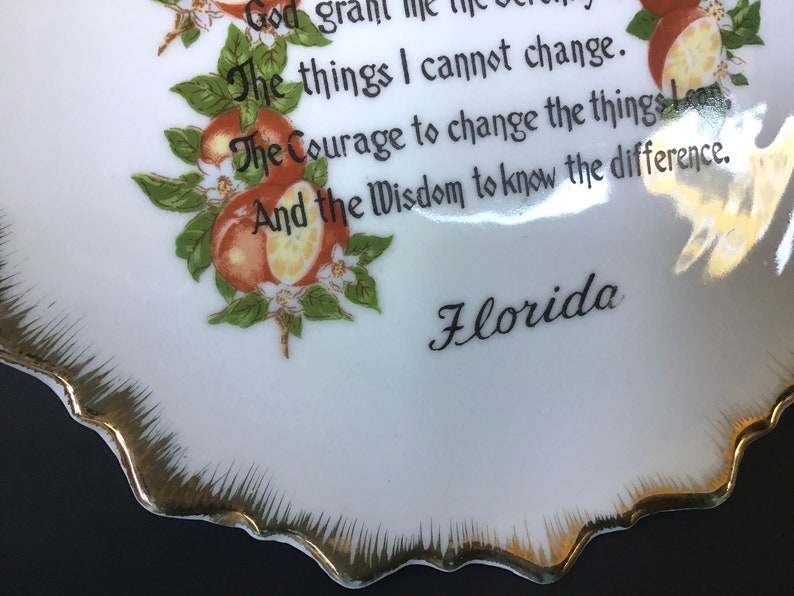 Vintage Serenity Prayer Plate Decorative Florida Souvenir Plate Wall Hanging image 5