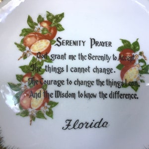 Vintage Serenity Prayer Plate Decorative Florida Souvenir Plate Wall Hanging image 6