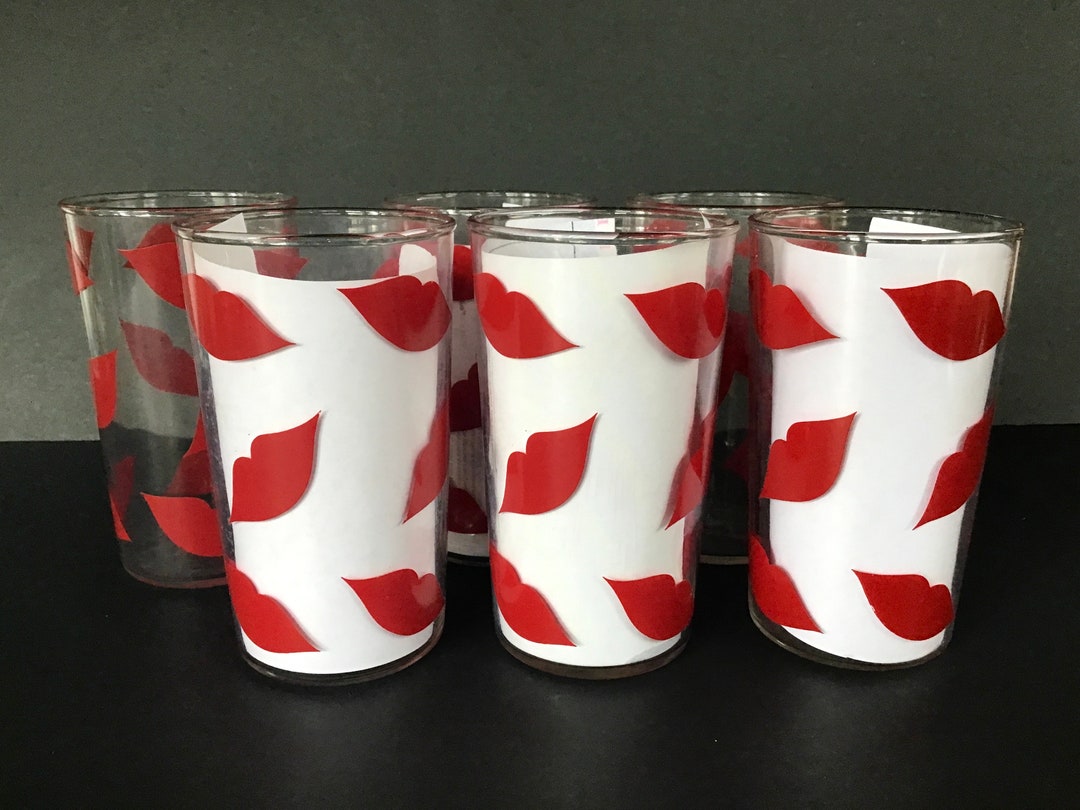 Vintage Magikist Lips Drinking Glasses Set of 6 Etsy