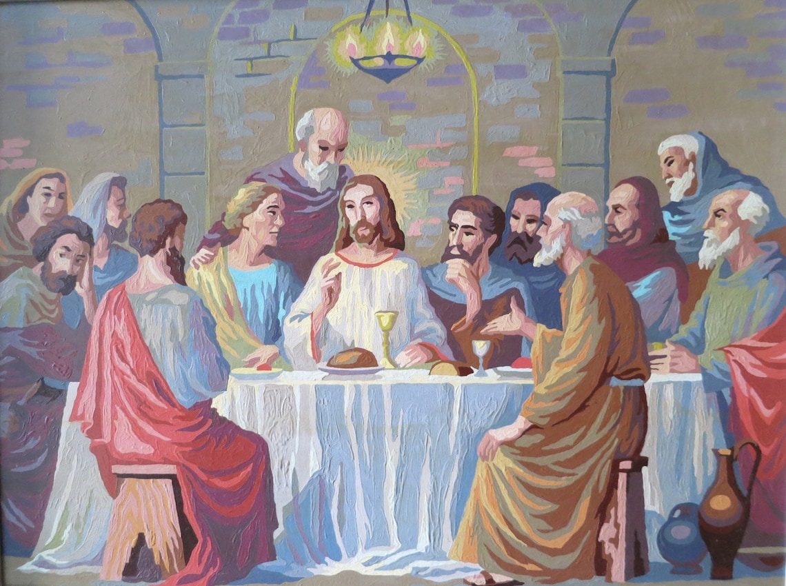 Paint by Number Last Supper Vintage Framed Jesus Painting - Etsy