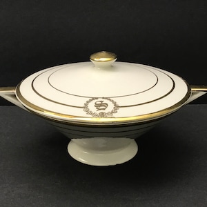 Vintage Salem China Streamline Century Sugar Bowl Gold S Monogram