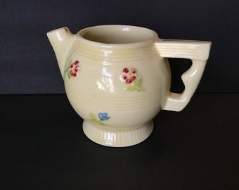 Vintage Fraunfelter Yellow Floral Creamer Made in Zanesville, Oh