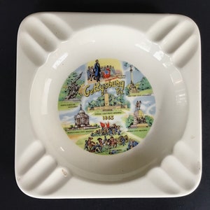 Vintage Gettysburg Pennsylvania Souvenir Ashtray Civil War Battle