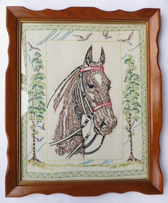 puppies under a tree Vintage Embroidery Picture Pattern ~ Horse Mare