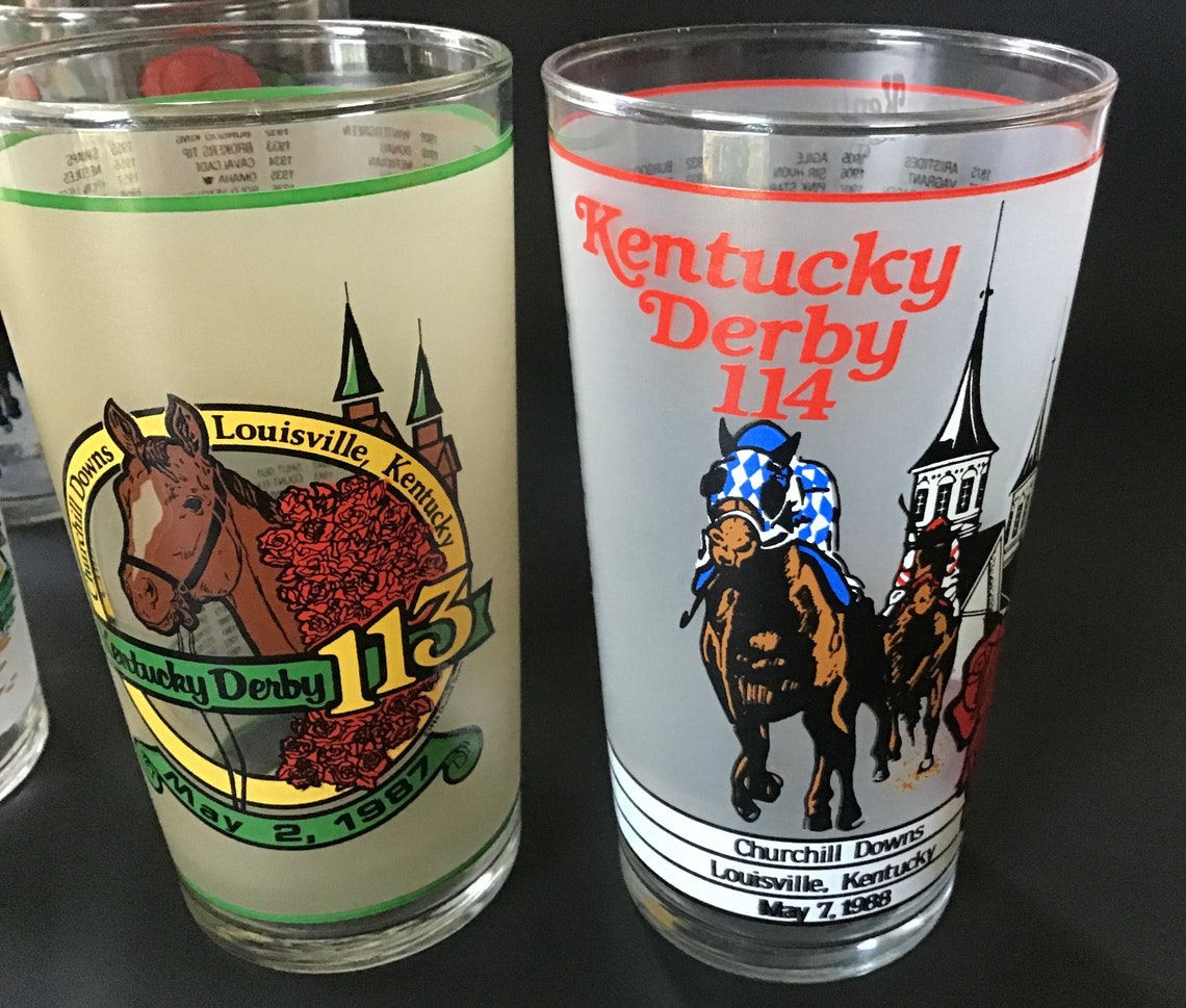 Vintage Kentucky Derby Glasses Set of 6 1980s Mint Julep Etsy