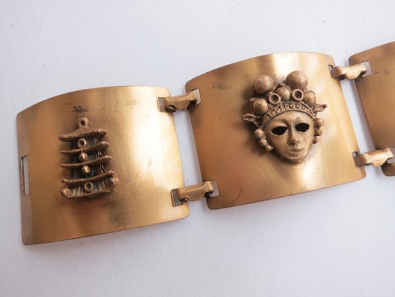 Asian Copper Buddha 3D Bracelet Vintage Copper Pa… - image 4