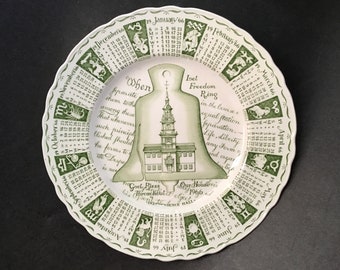 Vintage Liberty Bell 1966 Calendar Plate Royal Staffordshire Ceramic Zodiac Decorative Plate