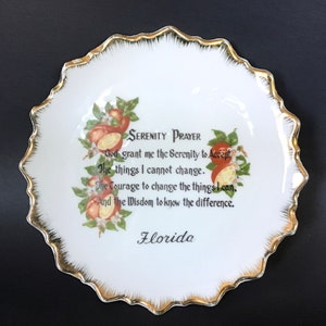 Vintage Serenity Prayer Plate Decorative Florida Souvenir Plate Wall Hanging image 1