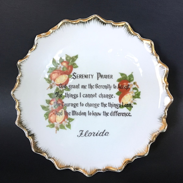 Vintage Serenity Prayer Plate Decorative Florida Souvenir Plate Wall Hanging