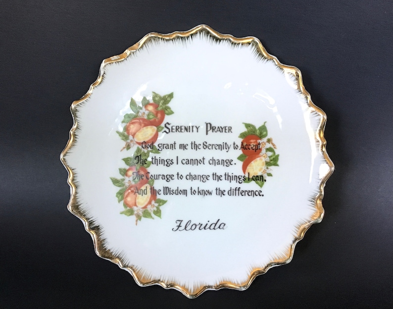 Vintage Serenity Prayer Plate Decorative Florida Souvenir Plate Wall Hanging image 1