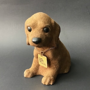 Vintage Flocked Dog Bank Promotional National Boulevard Bank of Chicago Coin Bank