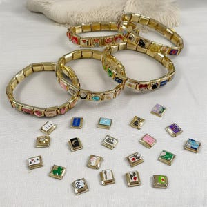 Custom Gold Italy Charms, Italian Charms Bracelet, Personalized Italian Bracelet, Charms, Jewelry Gifts for Her, Birthday gift, mom gift