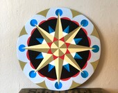 Pennsylvania Dutch Golden Compass Rose Hex Sign