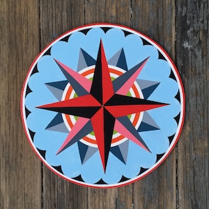 Compass Rose Hex Sign PA Dutch Style designed for clear navigation and smooth sailing in your life. image 1