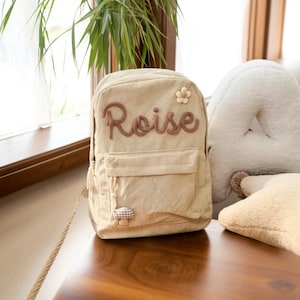 Children&#39;s Customized Book bag, Children&#39;s Backpack, Toddler School Bag, Custom Name Kids Corduroy Backpack, Back to school gift, Backpack