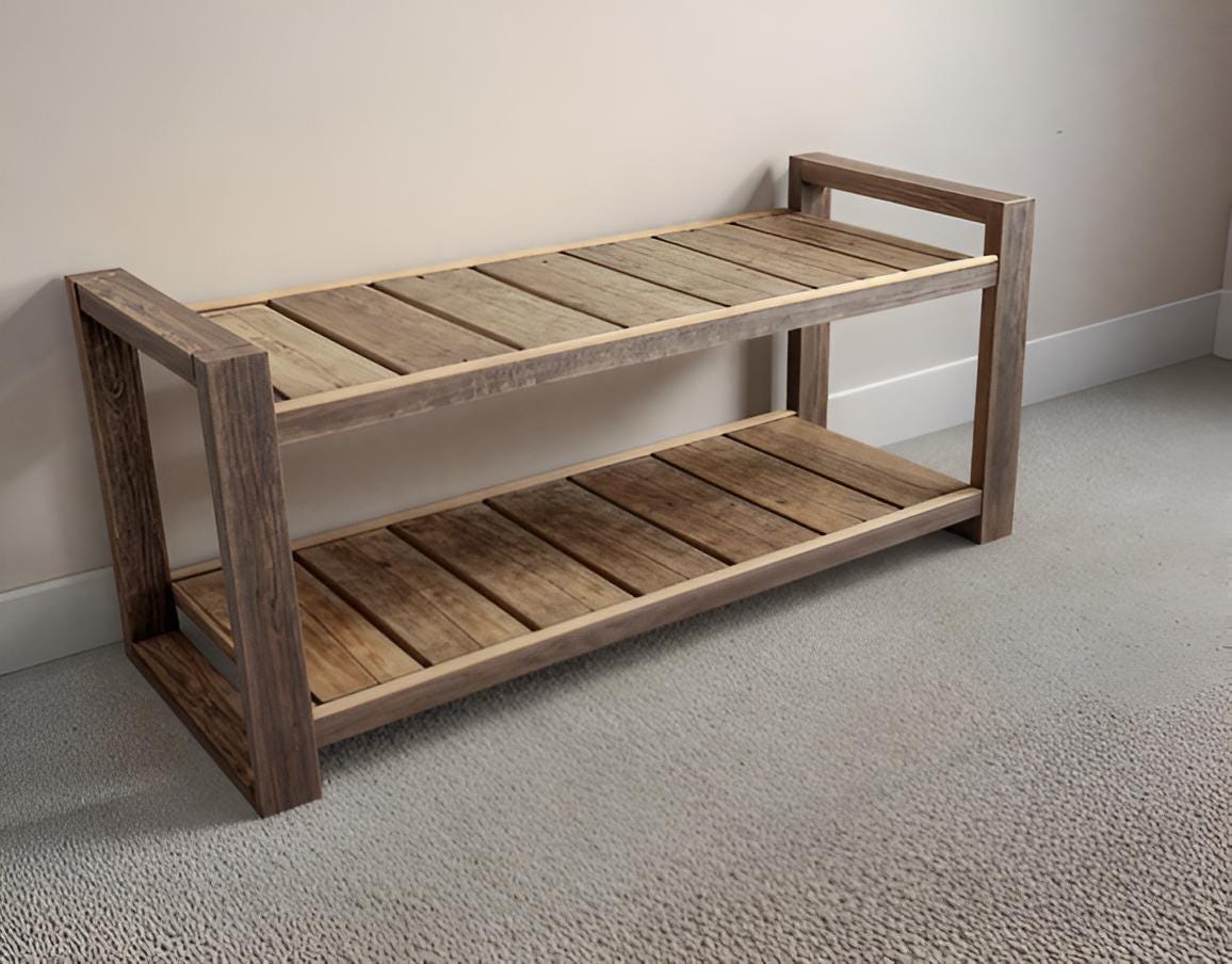 DIY Wood Shoe Rack Build Plan: Rustic Entryway Organizer (PDF File) - Etsy
