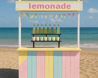 Plans de stand de limonade DIY | Guide de construction de stand de marché pour enfants en bois (fichier PDF)