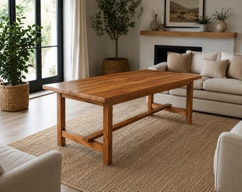 Bouwtekeningen voor een eettafel in boerderijstijl | Houtbewerking voor beginners (PDF) (92 5/8" x 33" x 30")