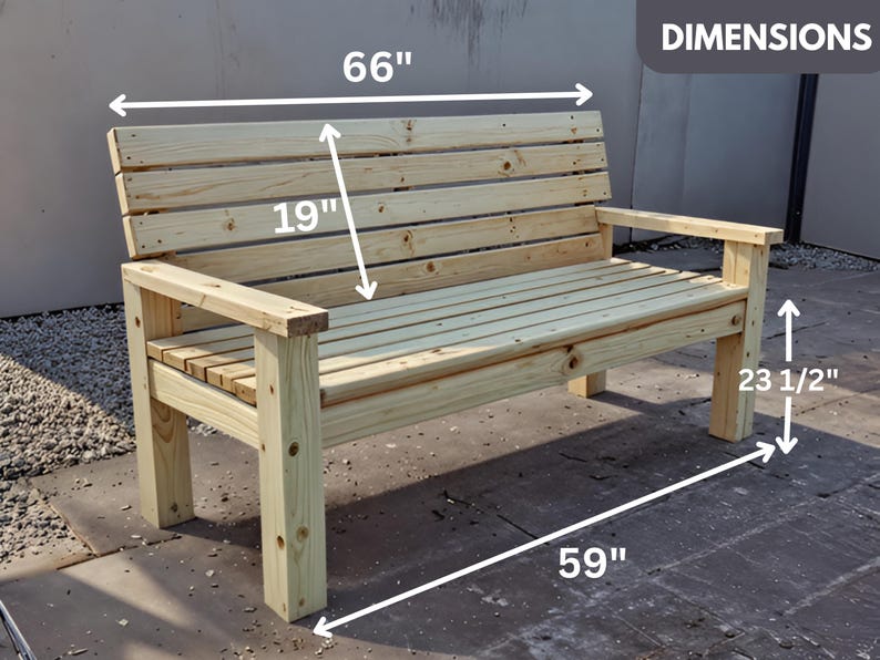 DIY 2x4 Outdoor Bench Build Plan: Woodworking Project (PDF Download) - Etsy