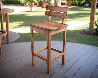 Plan de tabouret de bar d'extérieur bricolage avec dossier (fichier PDF) - Adapté aux débutants