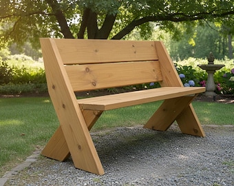 Plans de banc d'extérieur bricolage : plan de construction simple de banc en bois | S'asseoir facilement dans l'arrière-cour (FICHIER PDF)