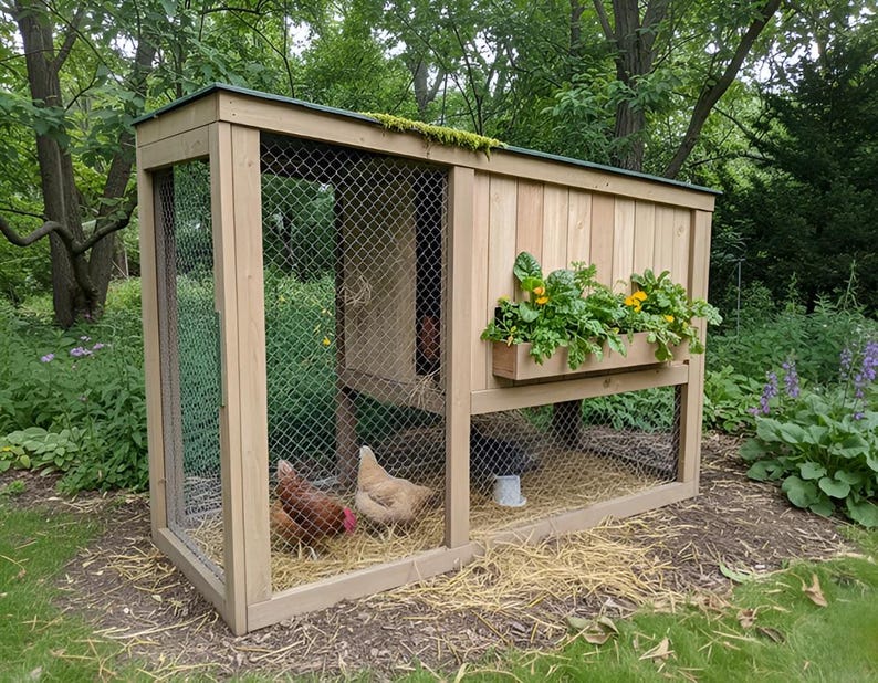 DIY Outdoor Wooden Chicken Coop Build Plan: Small Backyard Hens House ...