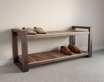 Plan de construction de rangement à chaussures en bois à faire soi-même : organisateur d'entrée rustique (fichier PDF)