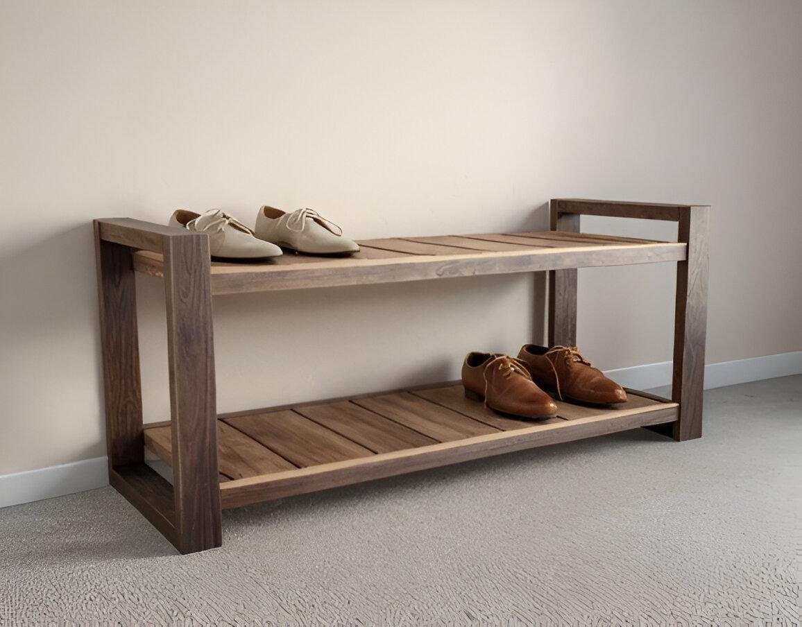 DIY Wood Shoe Rack Build Plan: Rustic Entryway Organizer (PDF File) - Etsy