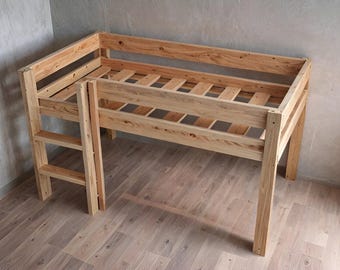 Plan de lit mezzanine bricolage simple taille pour adulte : plan de menuiserie à télécharger au format PDF