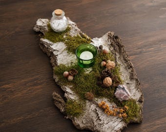 Birch Bark Candle Holder | Forest Altar Decor | Witchy Home Gift | Handmade Nature Ritual Plate | Waldlicht