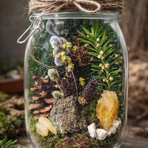 Forest protection in a jar – Nature ritual decoration | Forest gift idea | Grounding & peace | Spiritual home decor | Handmade forest jar