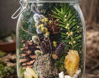 Forest protection in a jar – Nature ritual decoration | Forest gift idea | Grounding & peace | Spiritual home decor | Handmade forest jar