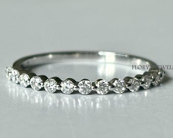 Runder Labor gewachsener Diamant halbe Ewigkeit stapelbar passender Ehering
