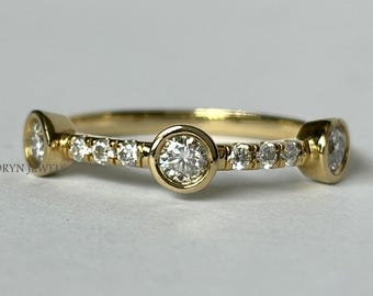 Anello nuziale con diamanti coltivati in laboratorio, mezza eternità incastonata, anello di fidanzamento impilabile per anniversario