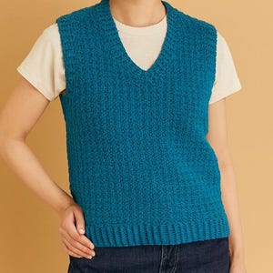 Instant Download Easy Crochet V-Neck Sweater Vest Pattern PDF | Beginner-Friendly, Size Inclusive XS to 5XL | Modern Handmade Vest