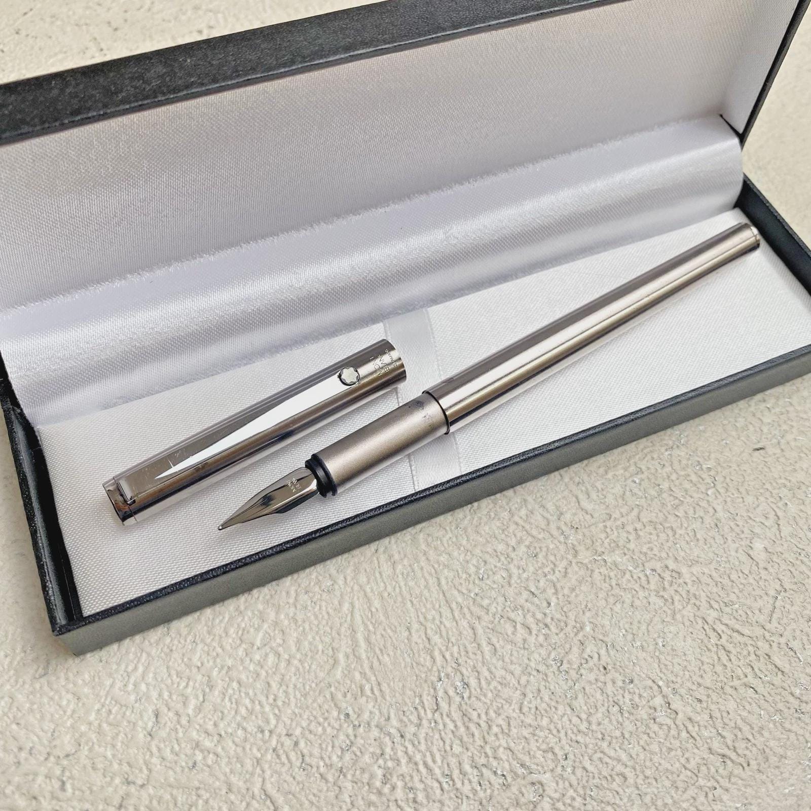 Vintage Montblanc Noblesse Slimline Fountain Pen Chrome, Steel Nib