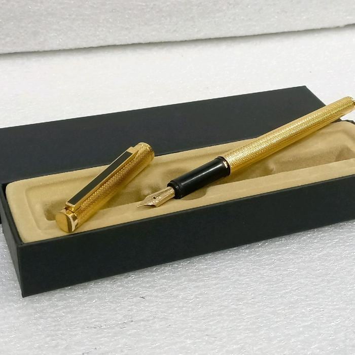 ダンヒル ジェムライン 万年筆 14K F ペン先 ゴールドメッキ バーリー