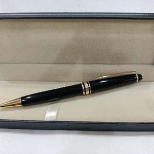 Original Montblanc Meisterstuck Classique Kugelschreiber: Schwarzes Kunstharz, Goldrand - VP297