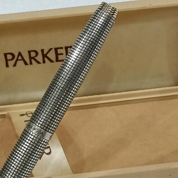 Vintage Parker 75 Cisele Fountain Pen: Sterling Silver, 14K Gold