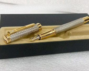 Crocodile 218 Silver Rain Fountain Pen 22KGP Nib Unused - VP740