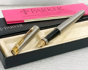 Vintage Parker 75 Flighter 14K Gold Nib GT Fountain Pen USA - VP742