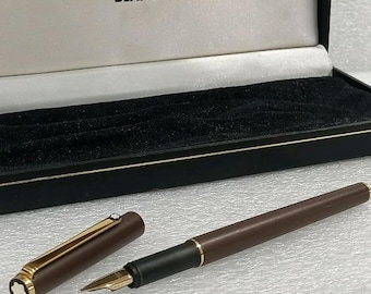 Vintage Montblanc Slimline Fountain Pen, Matte Brown, Gold Trim, Original Germany - VP509